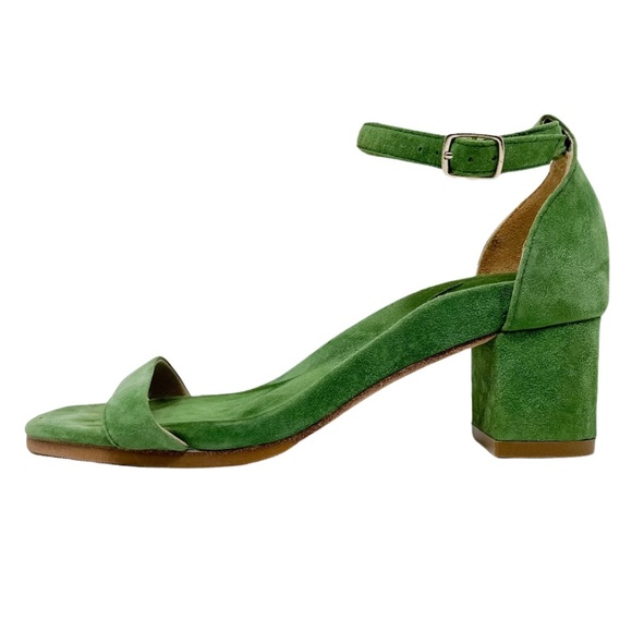 Bared Footwear Shoes - Bared Footwear Green Suede Ankle Strap Block Heel Sandals Women’s Shoes 38